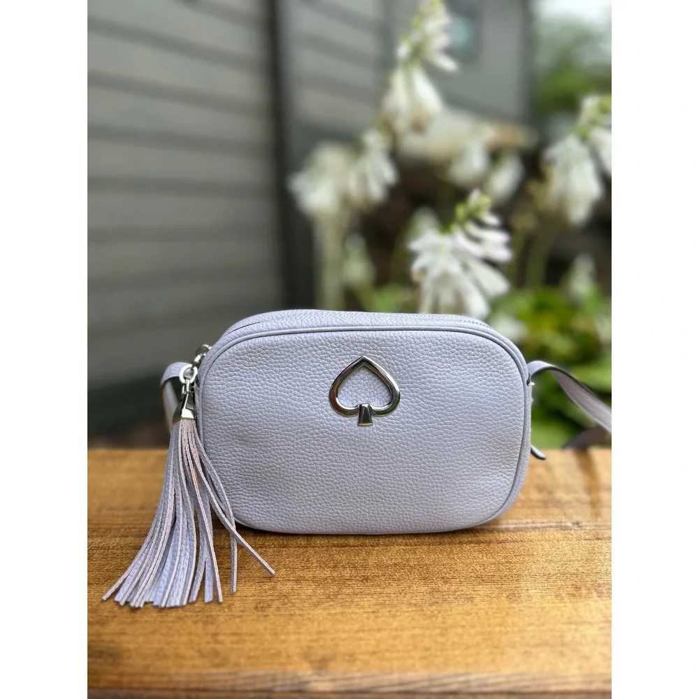 Kate Spade NY Kourtney Camera Crossbody Frozen Lilac Pebbled Leather Tassel Bag